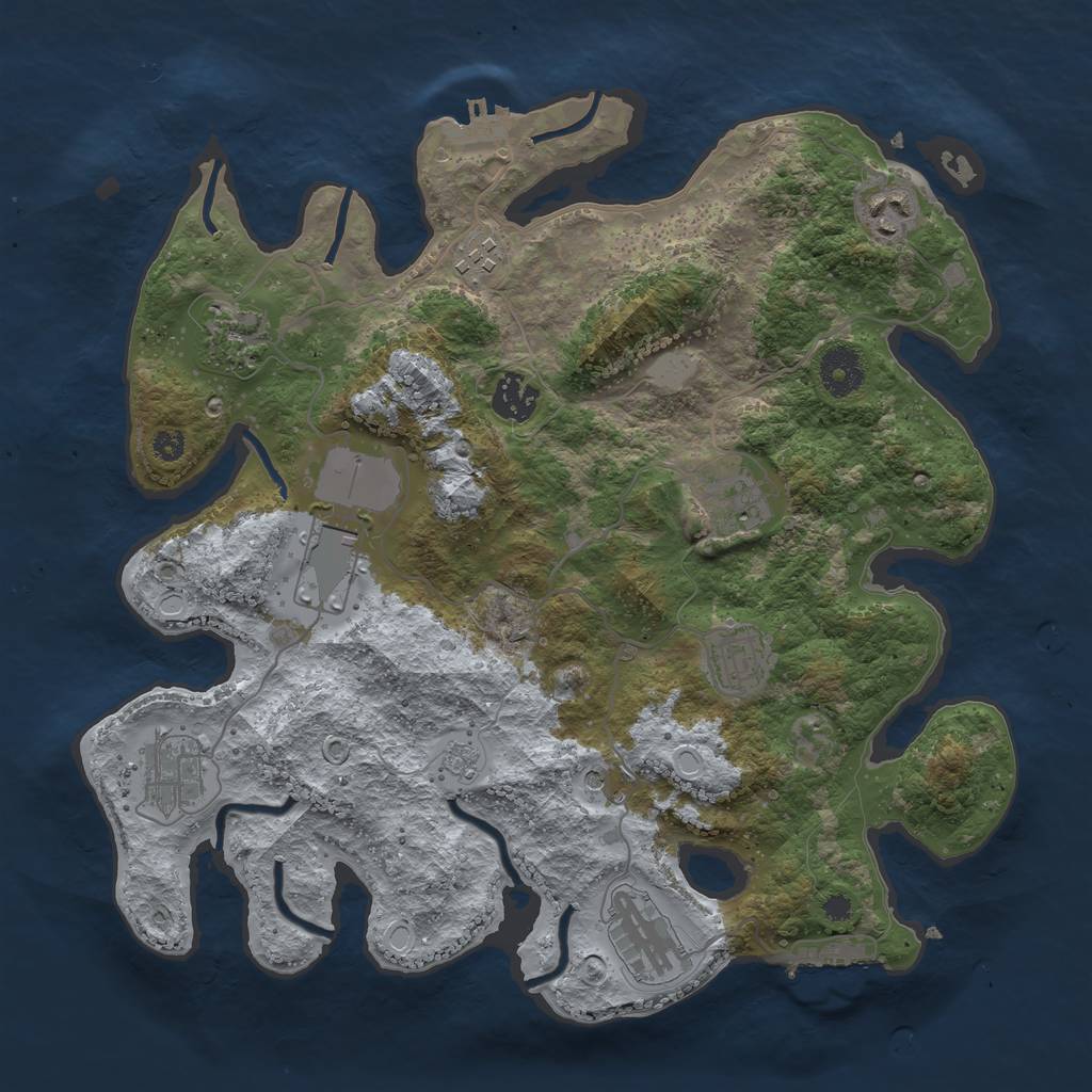 Rust Map: Procedural Map, Size: 3510, Seed: 1729529, 18 Monuments