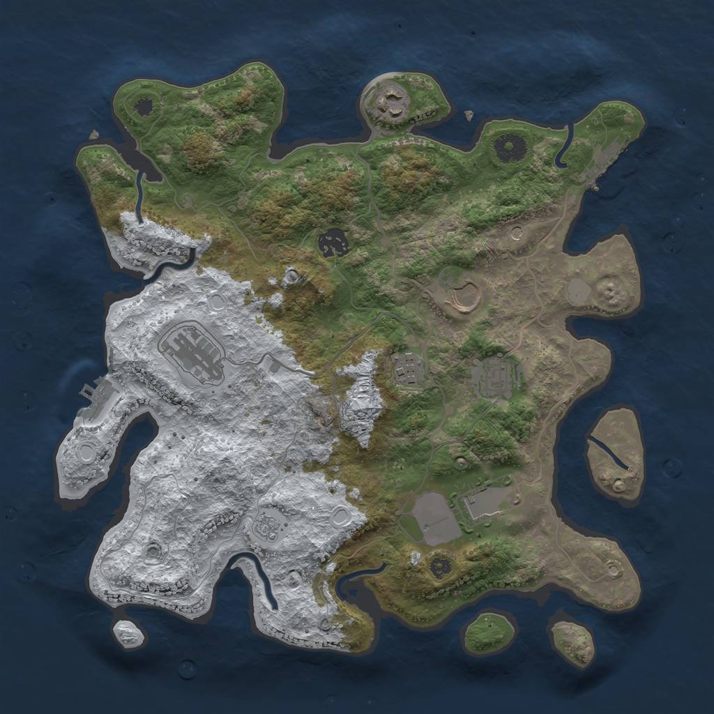 Rust Map: Procedural Map, Size: 3510, Seed: 2711157, 16 Monuments