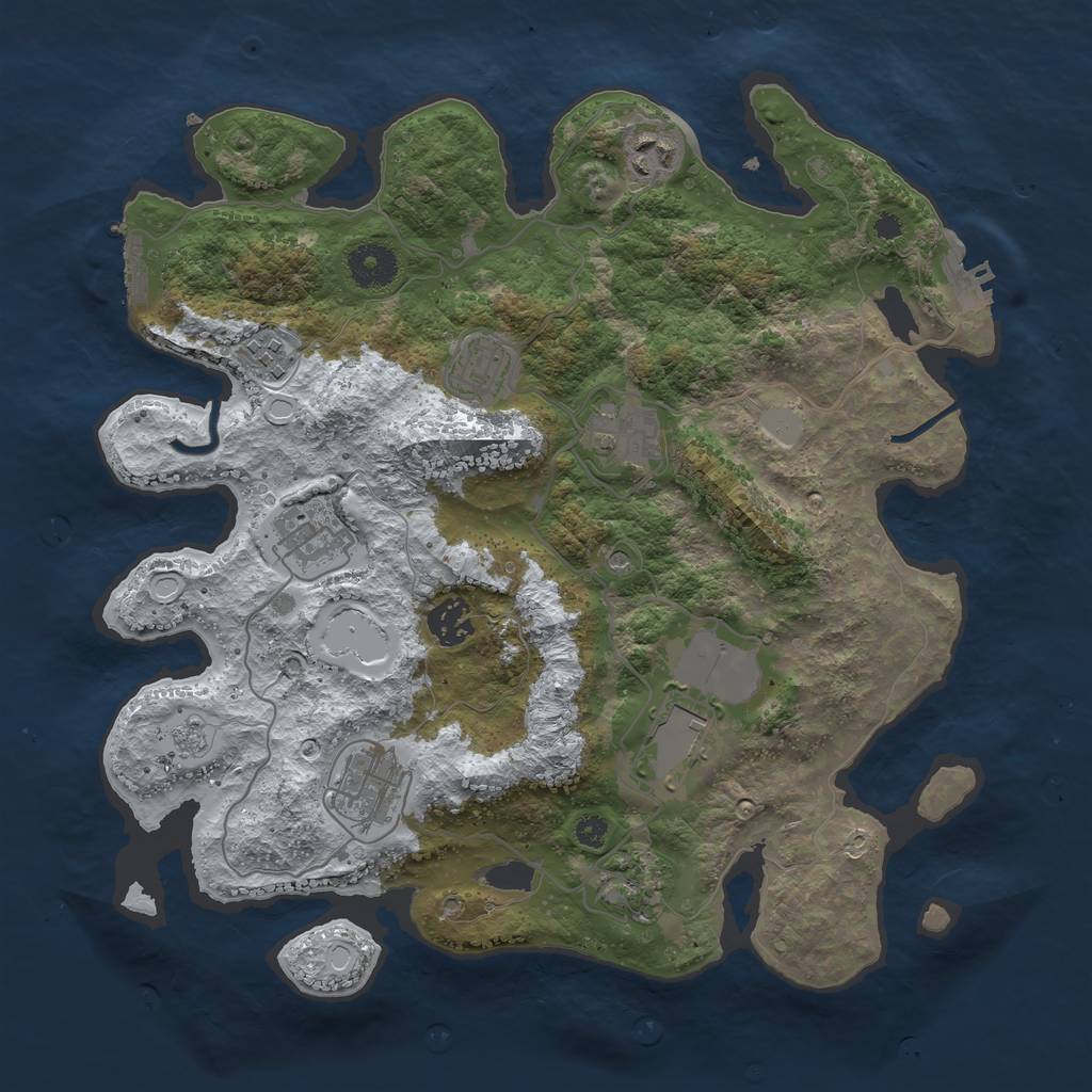 Rust Map: Procedural Map, Size: 3510, Seed: 4606375, 18 Monuments