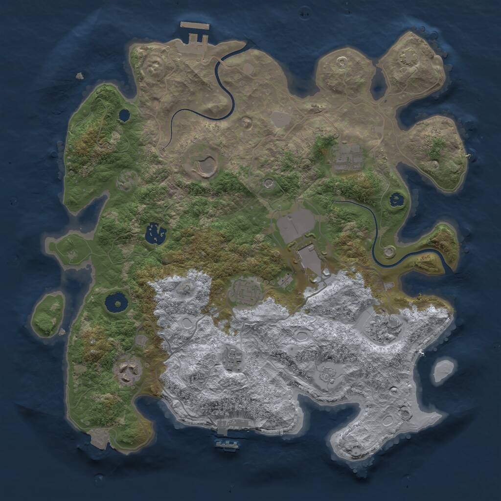 Rust Map: Procedural Map, Size: 3500, Seed: 4210, 14 Monuments