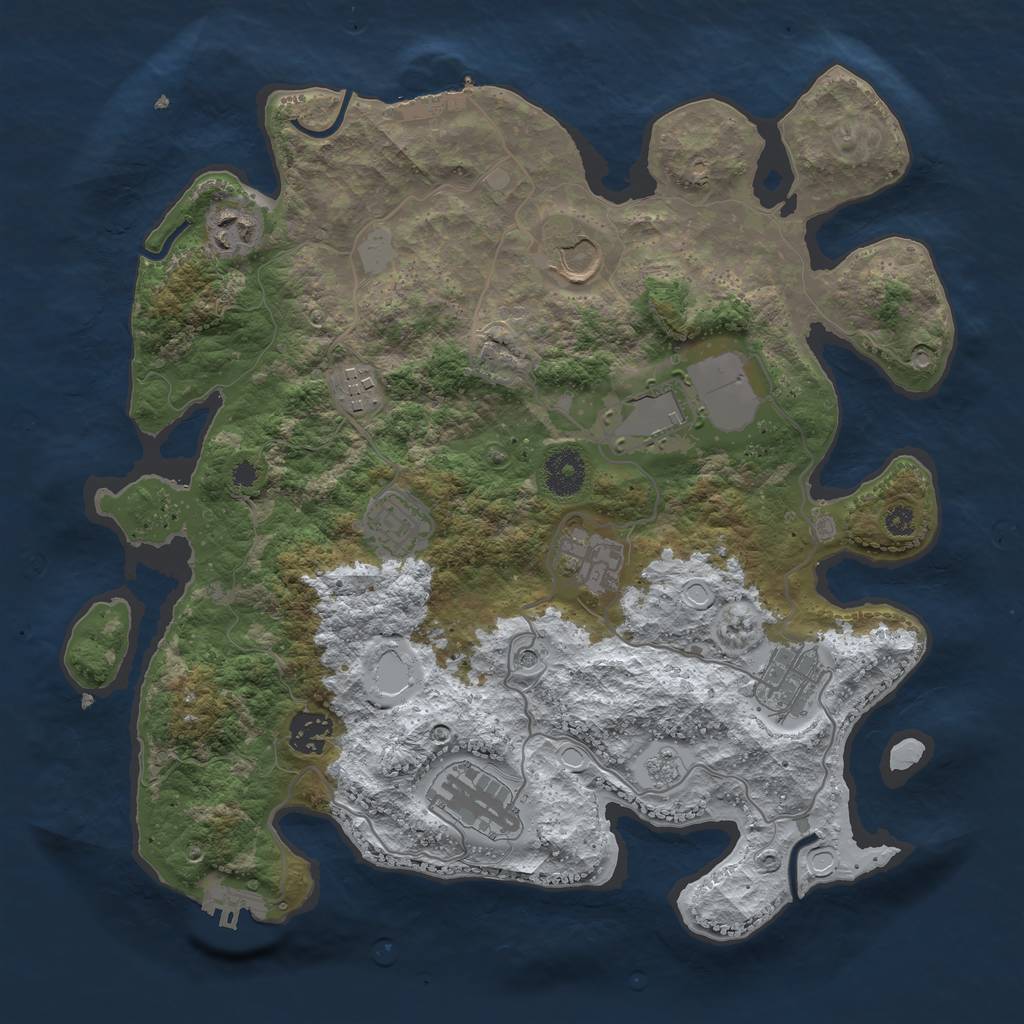 Rust Map: Procedural Map, Size: 3500, Seed: 4210, 18 Monuments