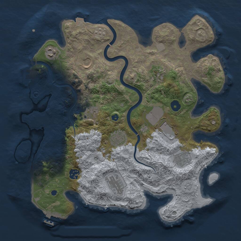 Rust Map: Procedural Map, Size: 3500, Seed: 4210, 16 Monuments