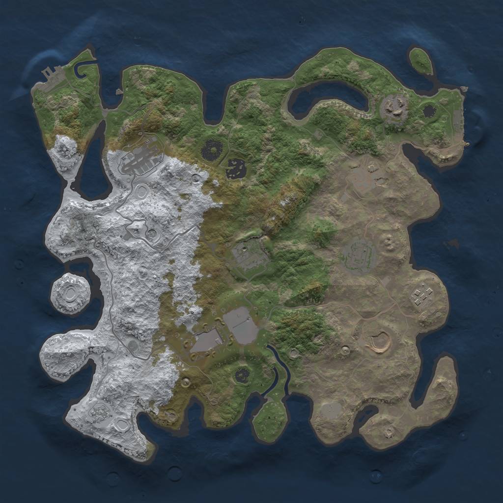 Rust Map: Procedural Map, Size: 3510, Seed: 4049156, 18 Monuments