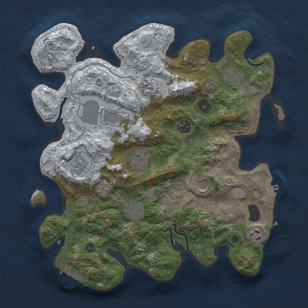 Rust Map: Procedural Map, Size: 3500, Seed: 287783442, 19 Monuments