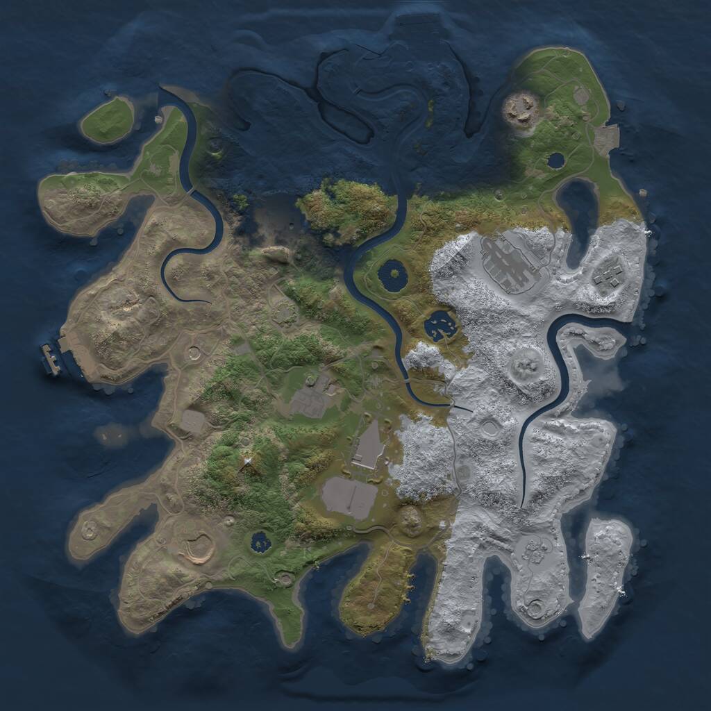 Rust Map: Procedural Map, Size: 3510, Seed: 3227189, 14 Monuments