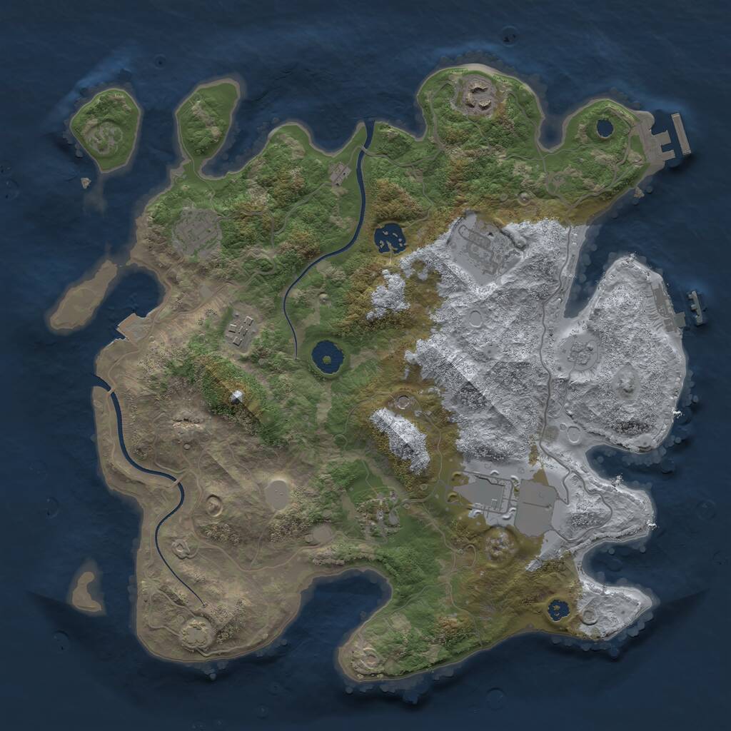 Rust Map: Procedural Map, Size: 3510, Seed: 2772133, 13 Monuments