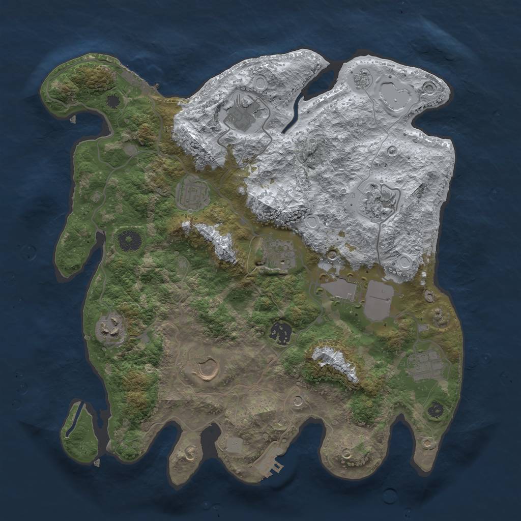 Rust Map: Procedural Map, Size: 3510, Seed: 911928, 18 Monuments
