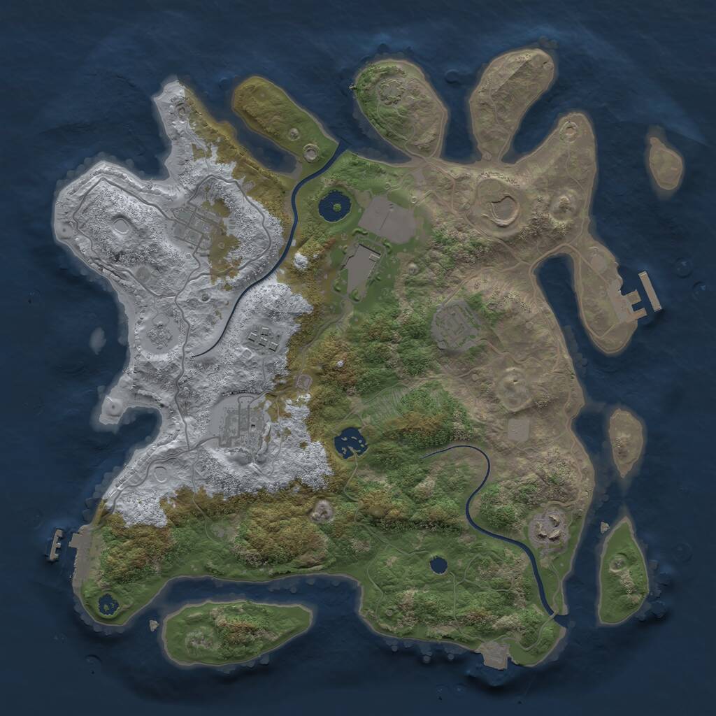 Rust Map: Procedural Map, Size: 3510, Seed: 2088244, 13 Monuments