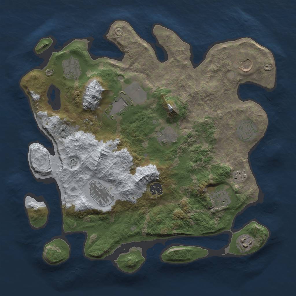 Rust Map: Barren, Size: 3500, Seed: 1136486133, 13 Monuments