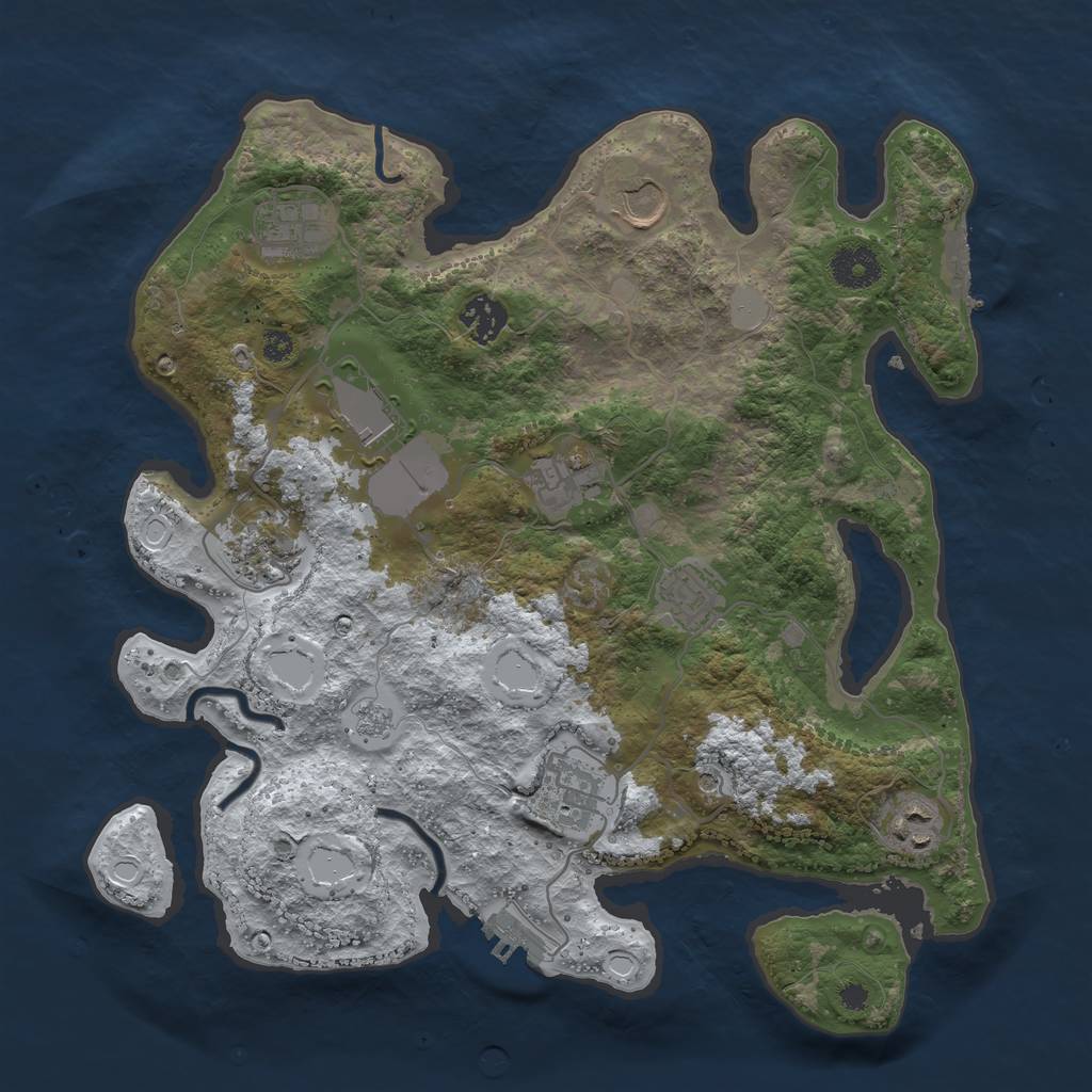 Rust Map: Procedural Map, Size: 3510, Seed: 2797126, 18 Monuments