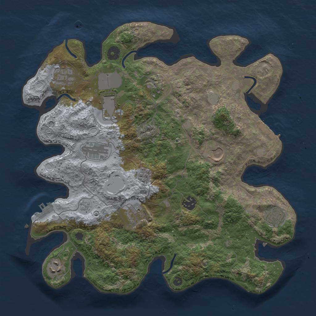 Rust Map: Procedural Map, Size: 3510, Seed: 5571232, 16 Monuments