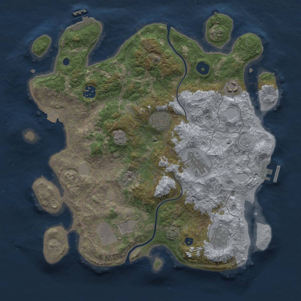 Rust Map: Procedural Map, Size: 3510, Seed: 1416981, 13 Monuments