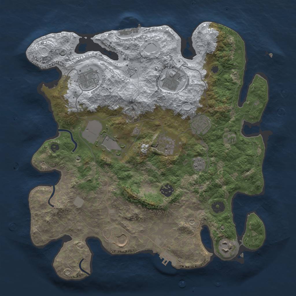 Rust Map: Procedural Map, Size: 3510, Seed: 2138409, 18 Monuments
