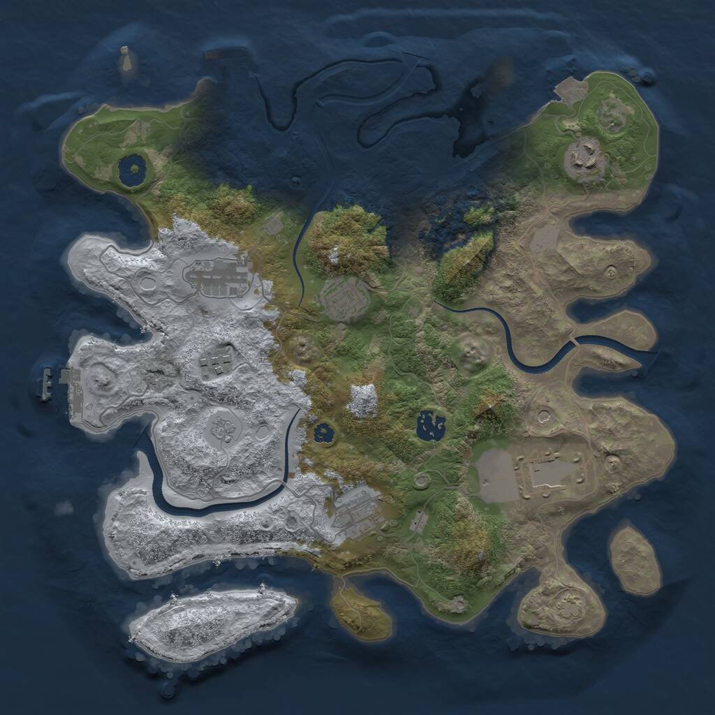 Rust Map: Procedural Map, Size: 3510, Seed: 1457014, 13 Monuments