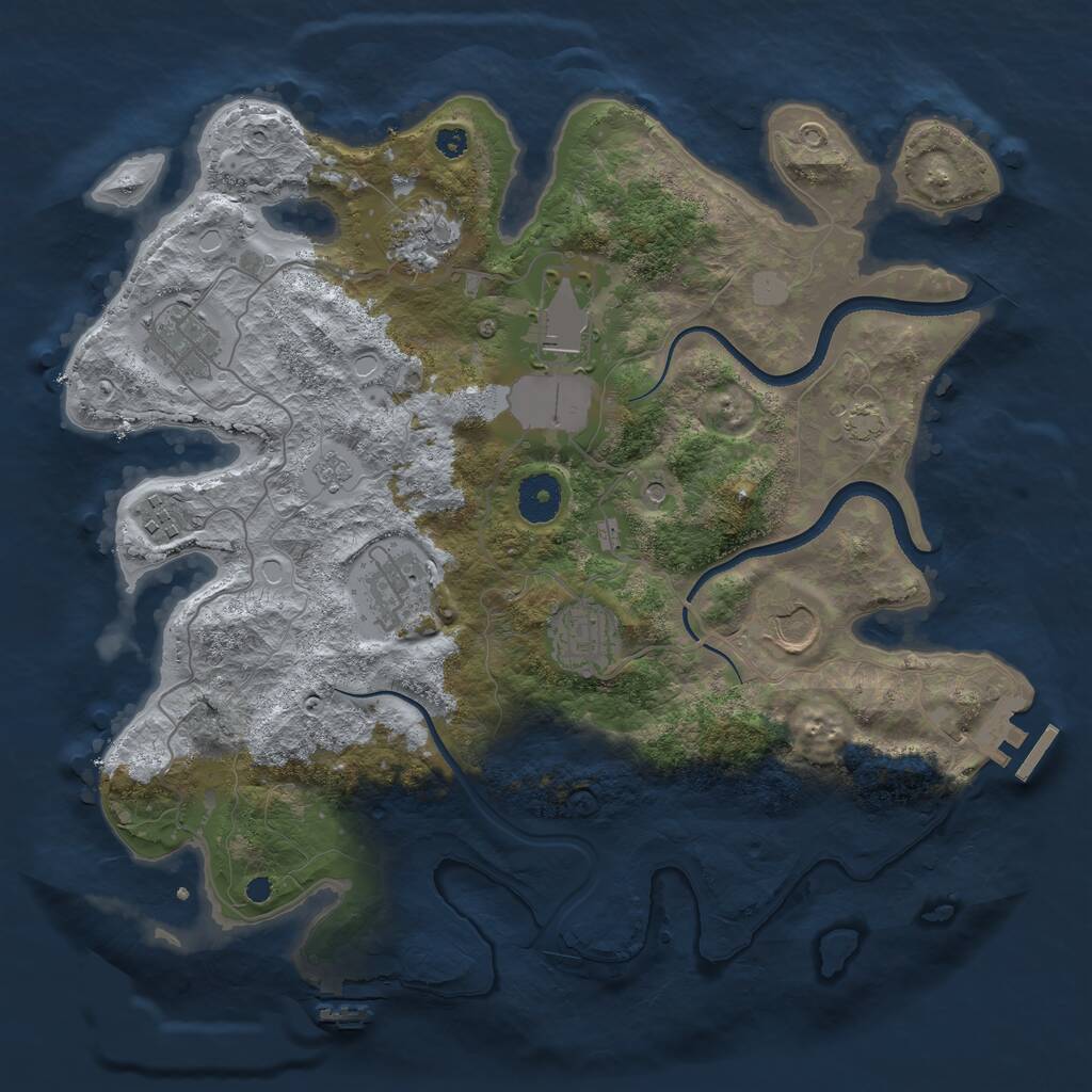 Rust Map: Procedural Map, Size: 3510, Seed: 3878778, 13 Monuments