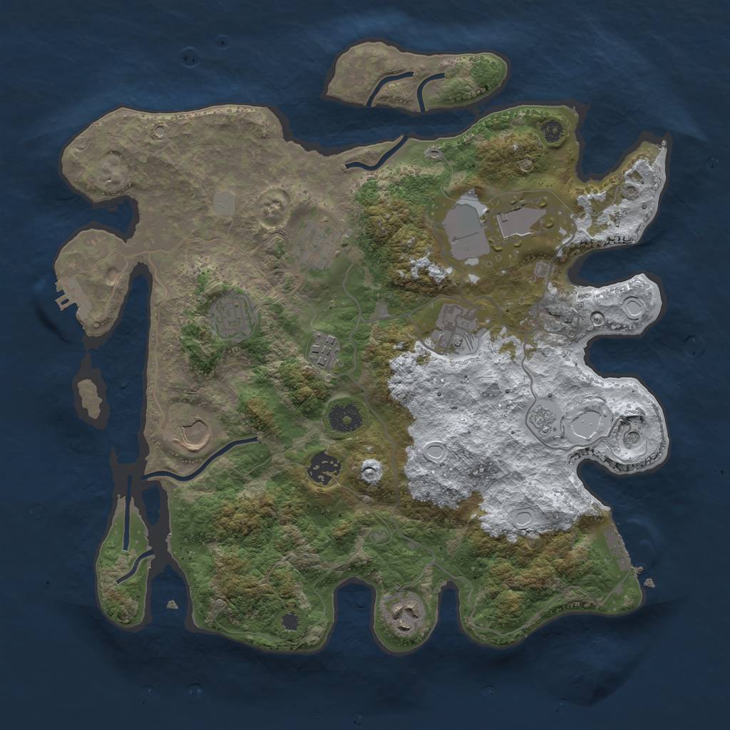 Rust Map: Procedural Map, Size: 3510, Seed: 6452771, 17 Monuments