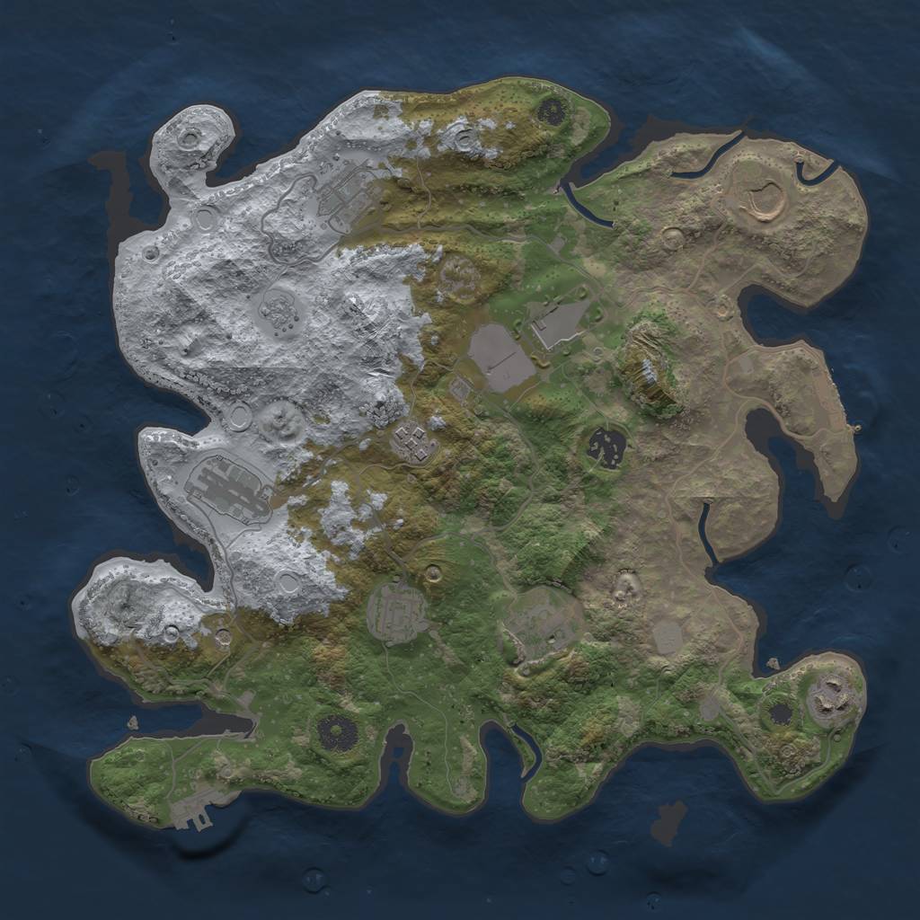Rust Map: Procedural Map, Size: 3510, Seed: 5201626, 18 Monuments