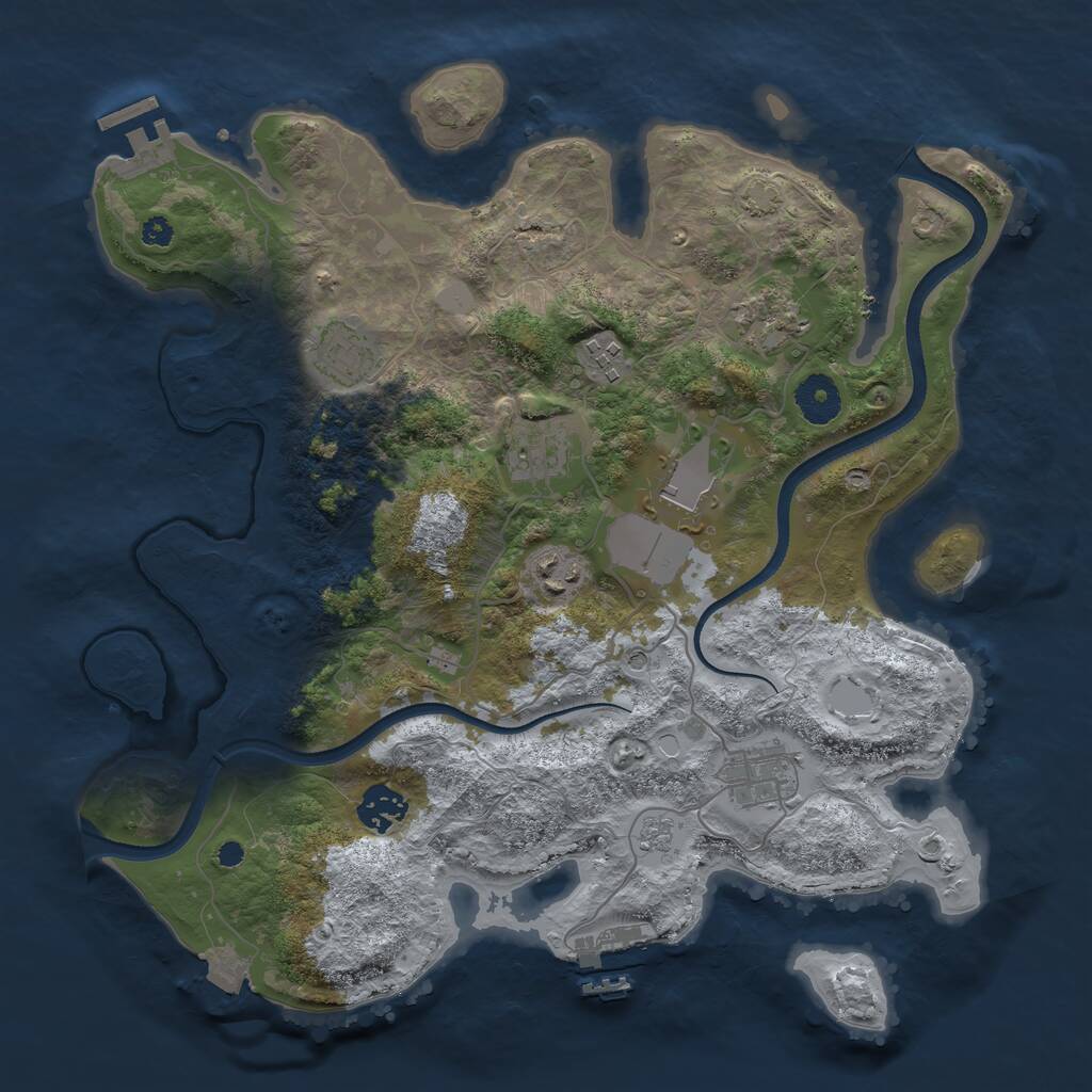 Rust Map: Procedural Map, Size: 3510, Seed: 54089, 14 Monuments