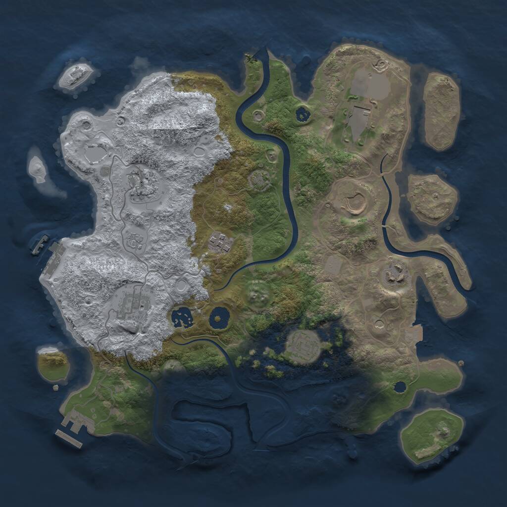 Rust Map: Procedural Map, Size: 3510, Seed: 3867258, 14 Monuments