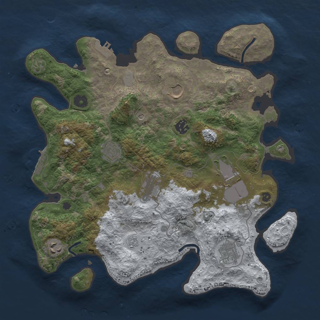 Rust Map: Procedural Map, Size: 3510, Seed: 5125983, 16 Monuments