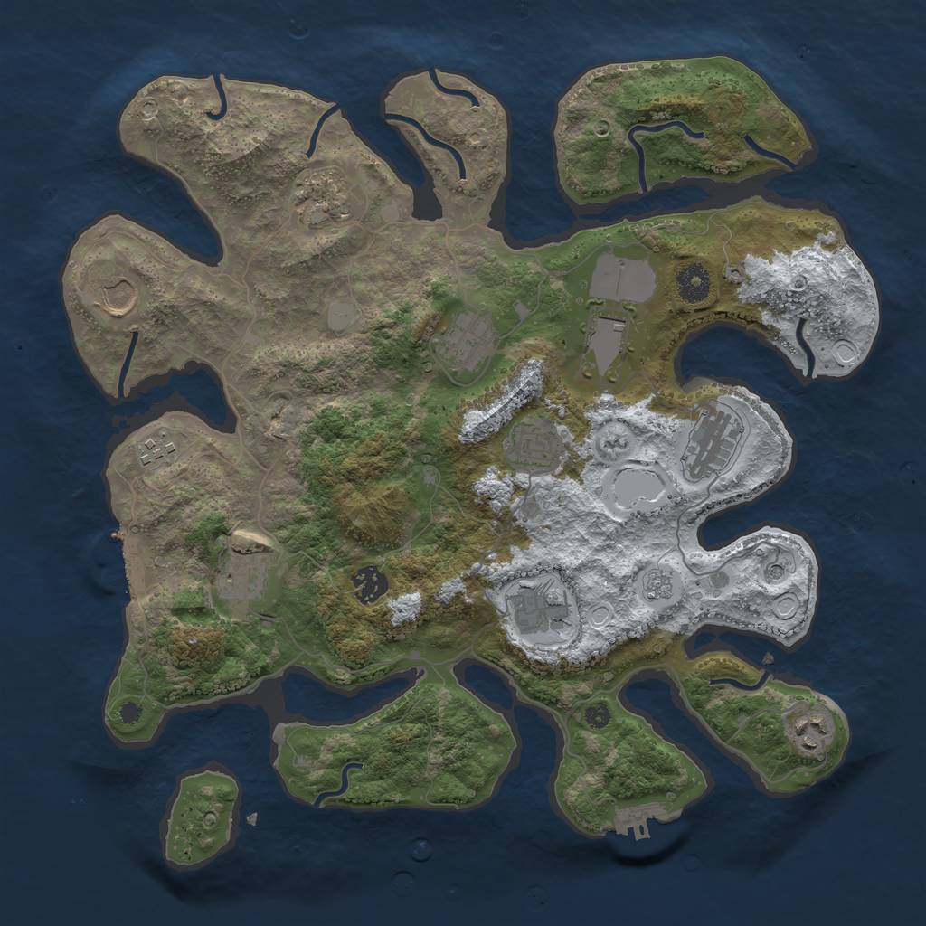 Rust Map: Procedural Map, Size: 3800, Seed: 534574150, 20 Monuments