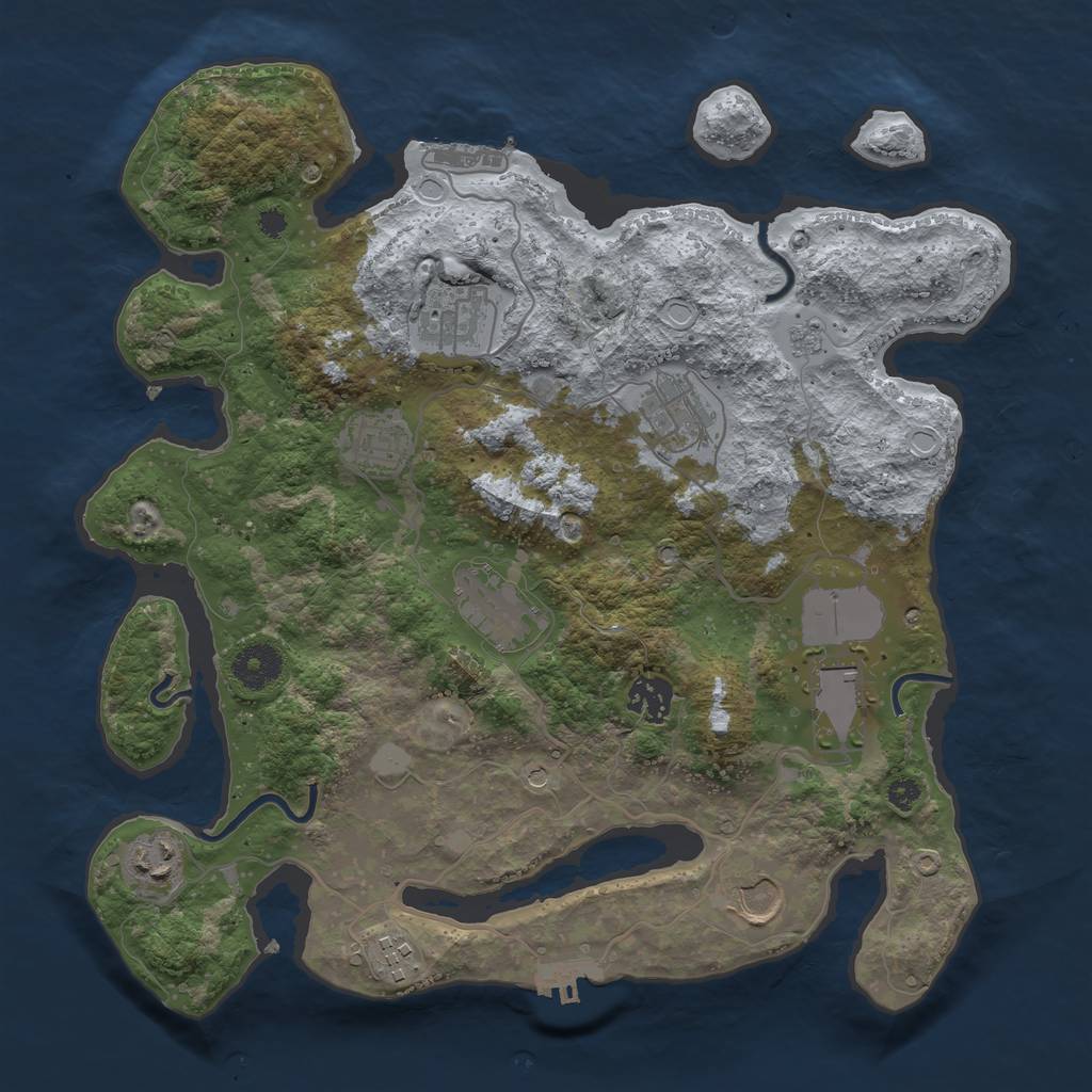 Rust Map: Procedural Map, Size: 3510, Seed: 4925730, 16 Monuments