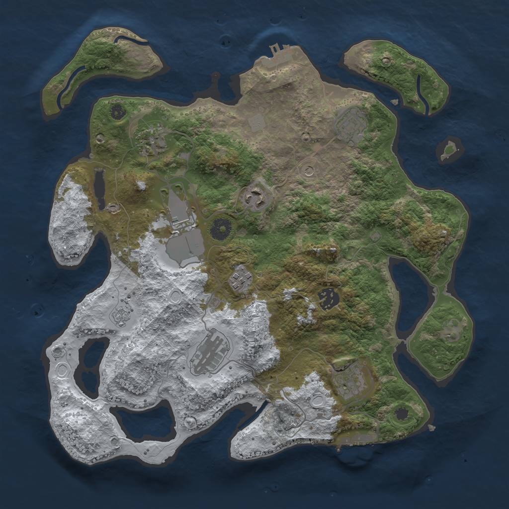 Rust Map: Procedural Map, Size: 3510, Seed: 4223785, 17 Monuments