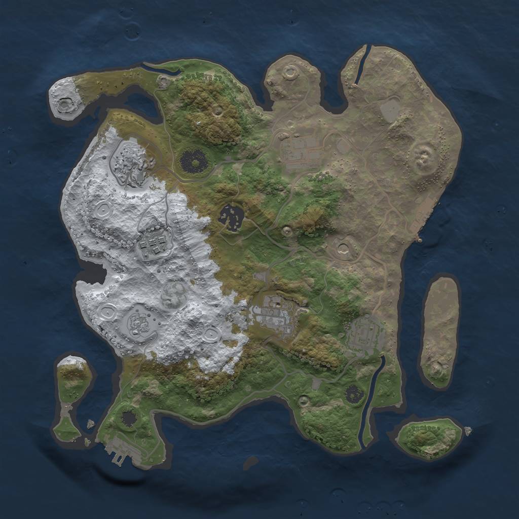 Rust Map: Procedural Map, Size: 3000, Seed: 433954357, 15 Monuments