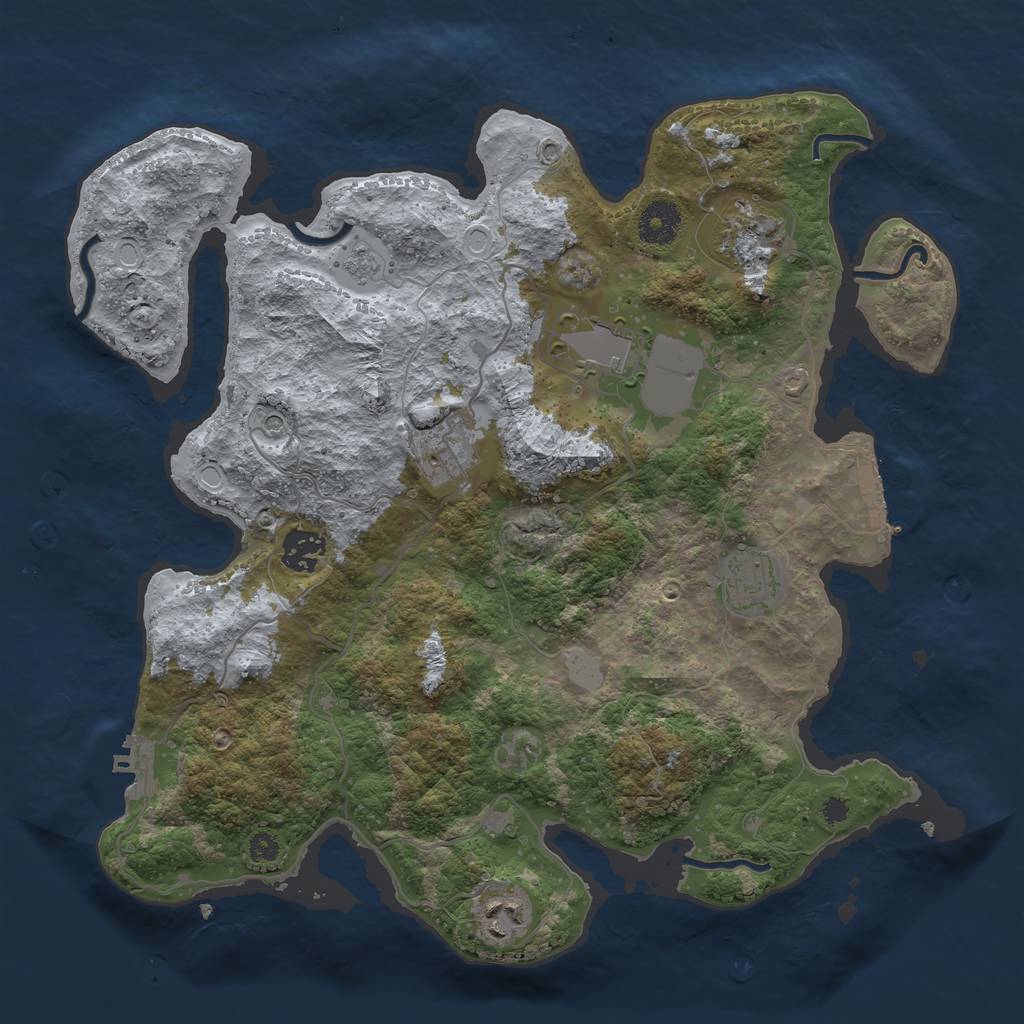 Rust Map: Procedural Map, Size: 3510, Seed: 345683, 15 Monuments