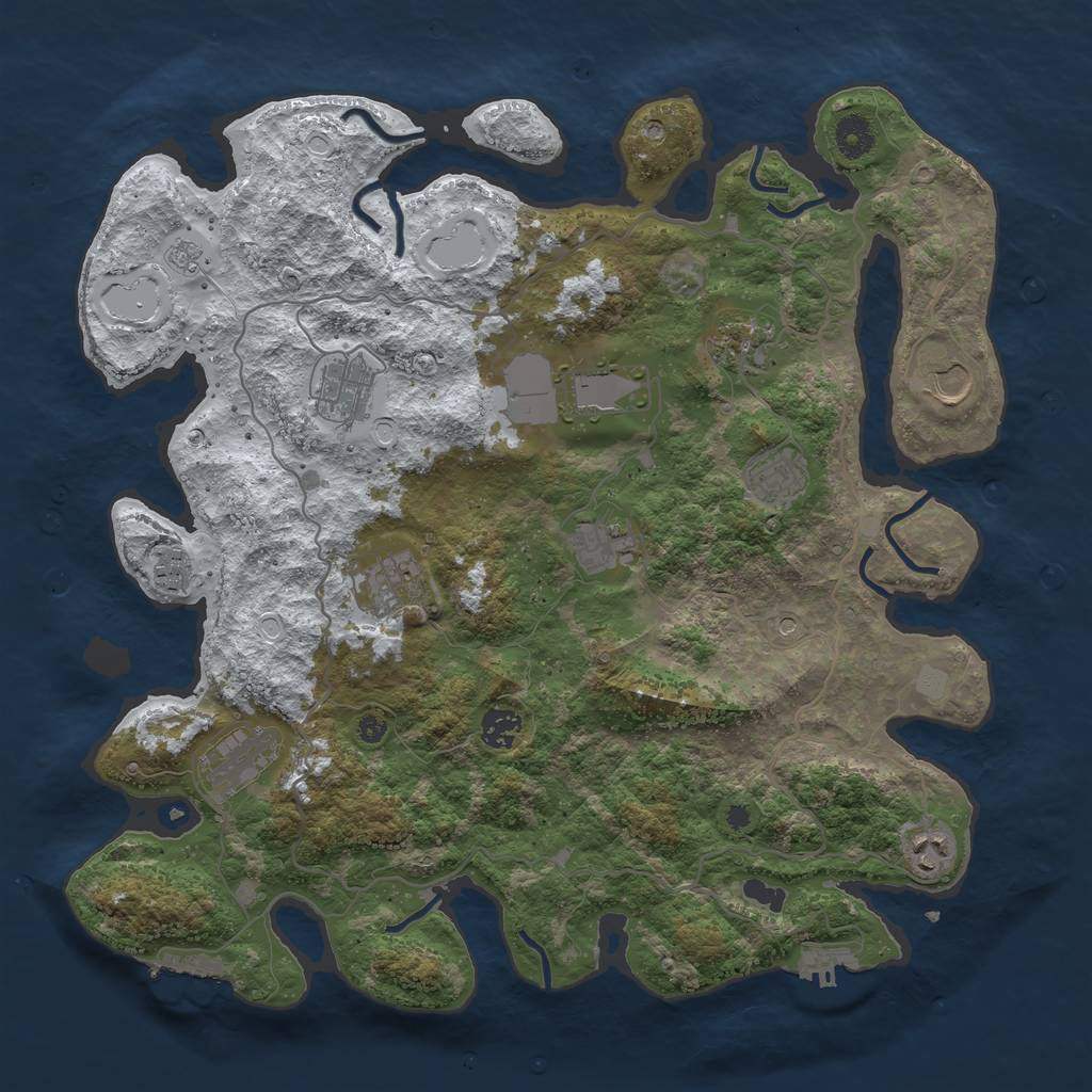 Rust Map: Procedural Map, Size: 4000, Seed: 1676817108, 20 Monuments