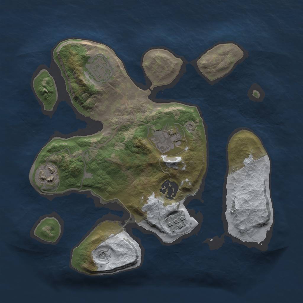 Rust Map: Barren, Size: 2500, Seed: 77965, 8 Monuments