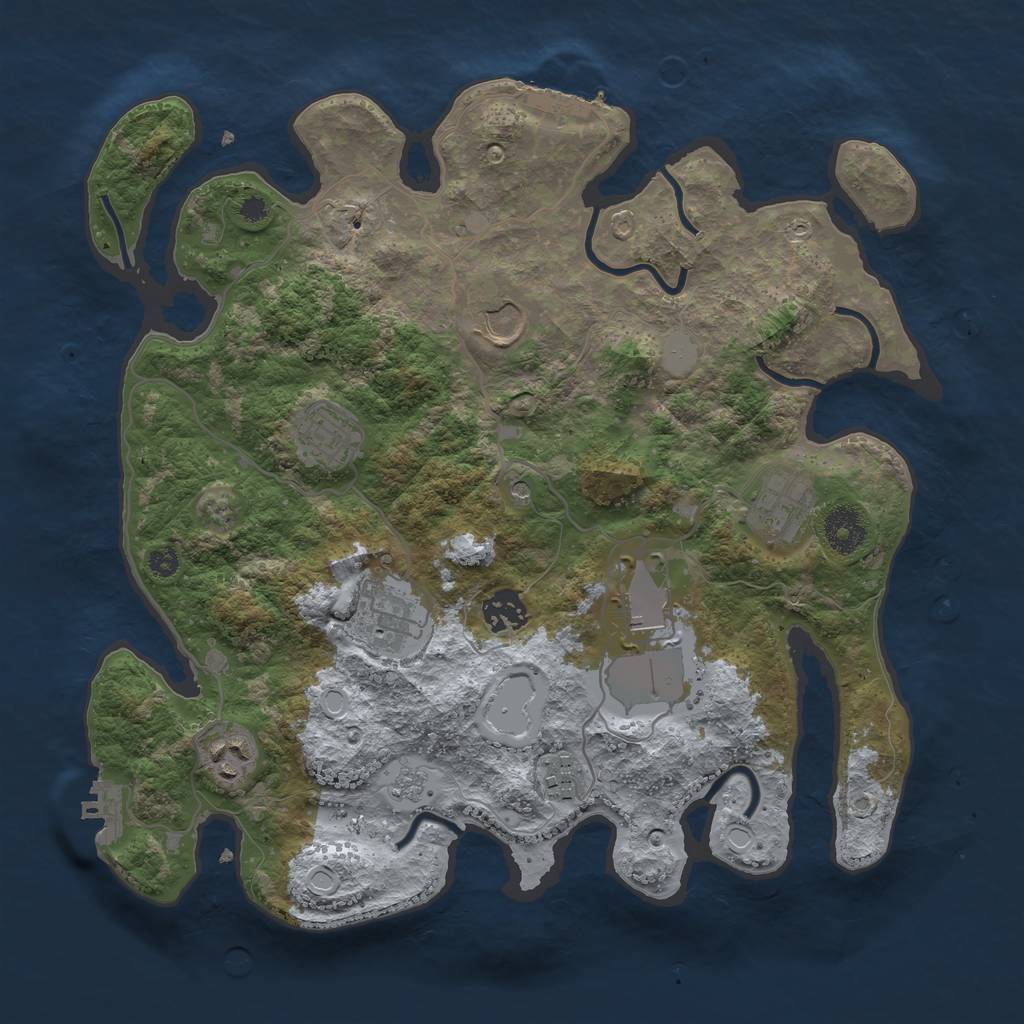 Rust Map: Procedural Map, Size: 3510, Seed: 3727305, 17 Monuments