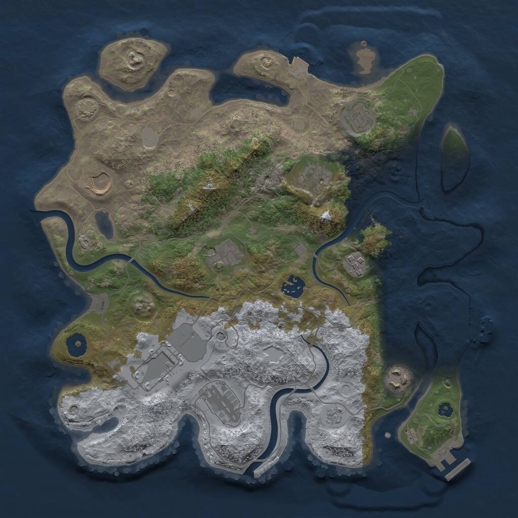 Rust Map: Procedural Map, Size: 3510, Seed: 1036974, 15 Monuments