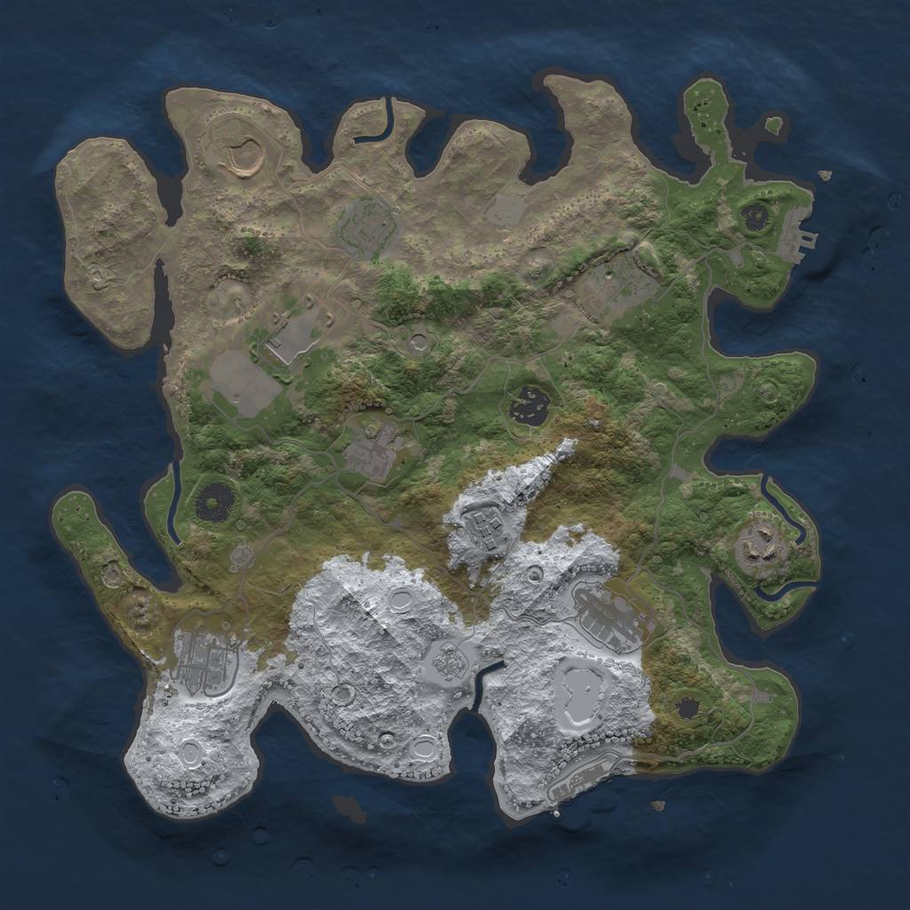 Rust Map: Procedural Map, Size: 3500, Seed: 2864279, 19 Monuments
