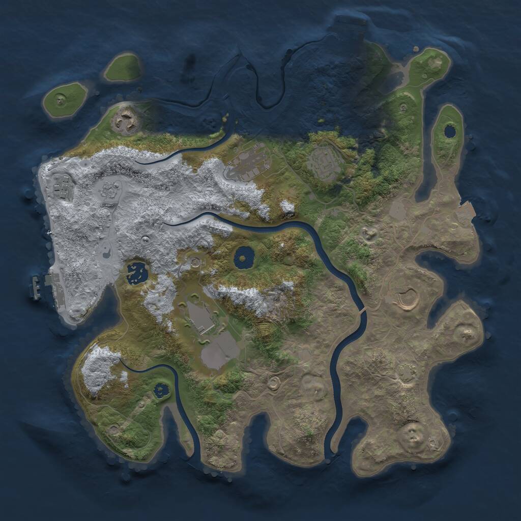 Rust Map: Procedural Map, Size: 3510, Seed: 2843335, 13 Monuments