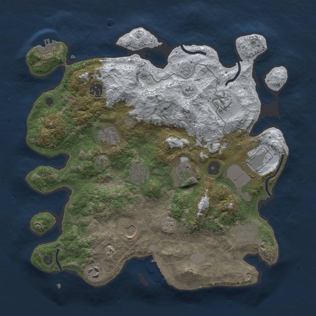 Rust Map: Procedural Map, Size: 3510, Seed: 5143144, 19 Monuments