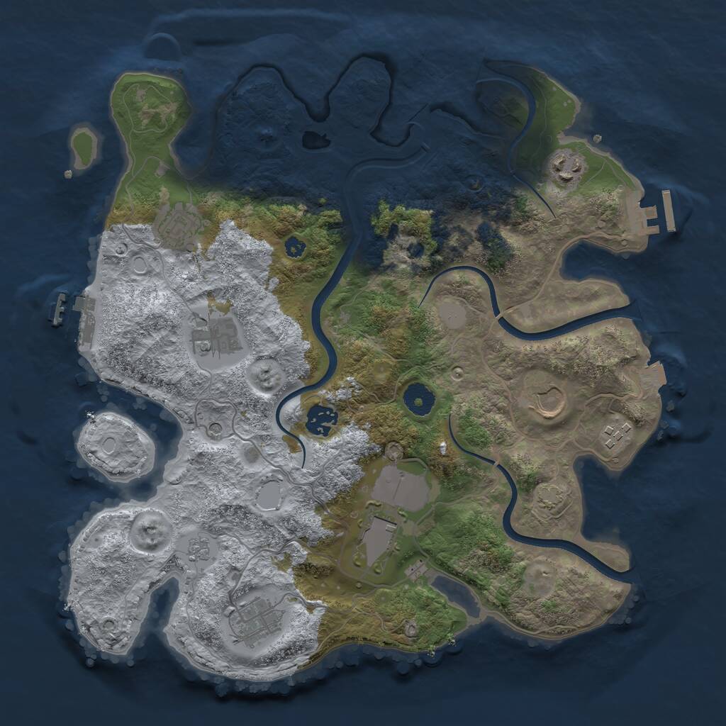 Rust Map: Procedural Map, Size: 3510, Seed: 1908693, 14 Monuments