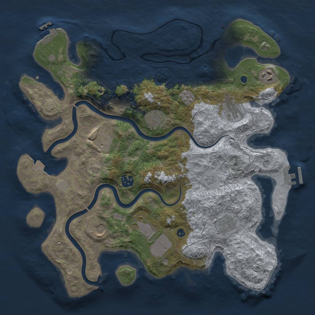 Rust Map: Procedural Map, Size: 3700, Seed: 424763342, 15 Monuments