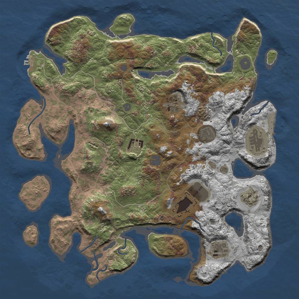 Rust Map: Procedural Map, Size: 4000, Seed: 2353, 14 Monuments