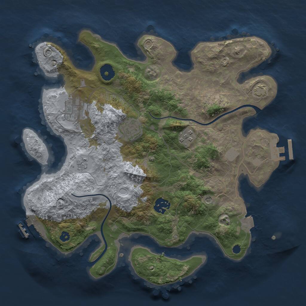Rust Map: Procedural Map, Size: 3000, Seed: 852728920, 10 Monuments