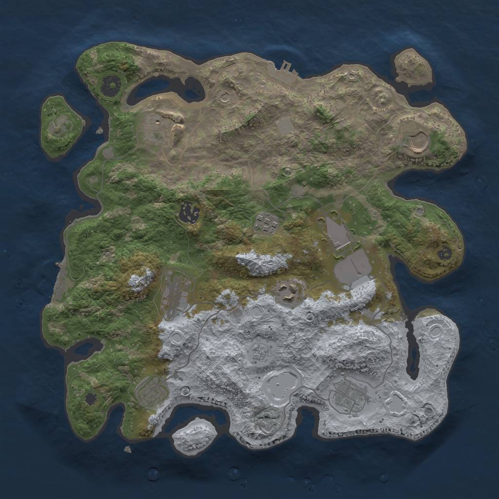 Rust Map: Procedural Map, Size: 3510, Seed: 2560177, 16 Monuments