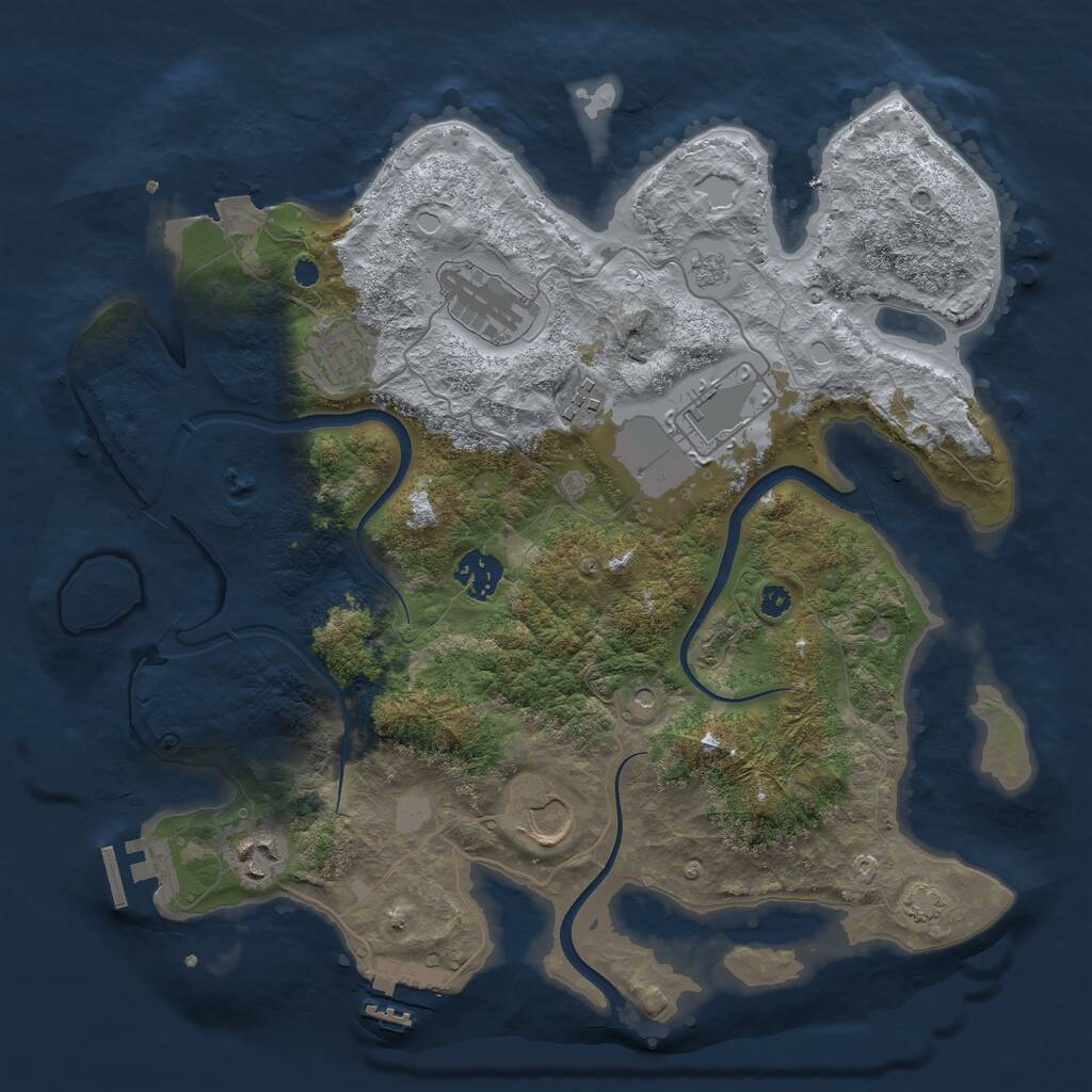 Rust Map: Procedural Map, Size: 3510, Seed: 1242687, 13 Monuments