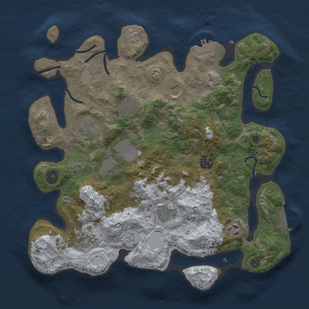Rust Map: Procedural Map, Size: 3510, Seed: 461593, 18 Monuments