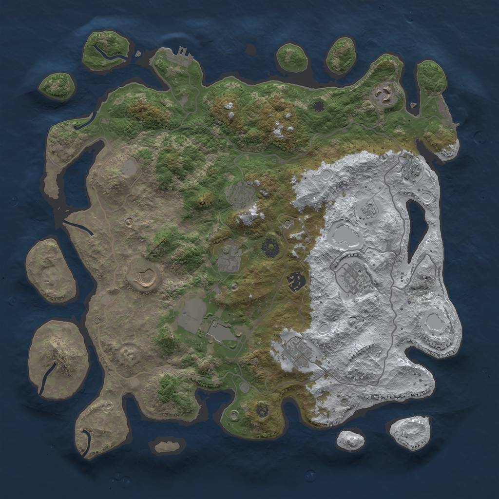 Rust Map: Procedural Map, Size: 4000, Seed: 144523, 18 Monuments
