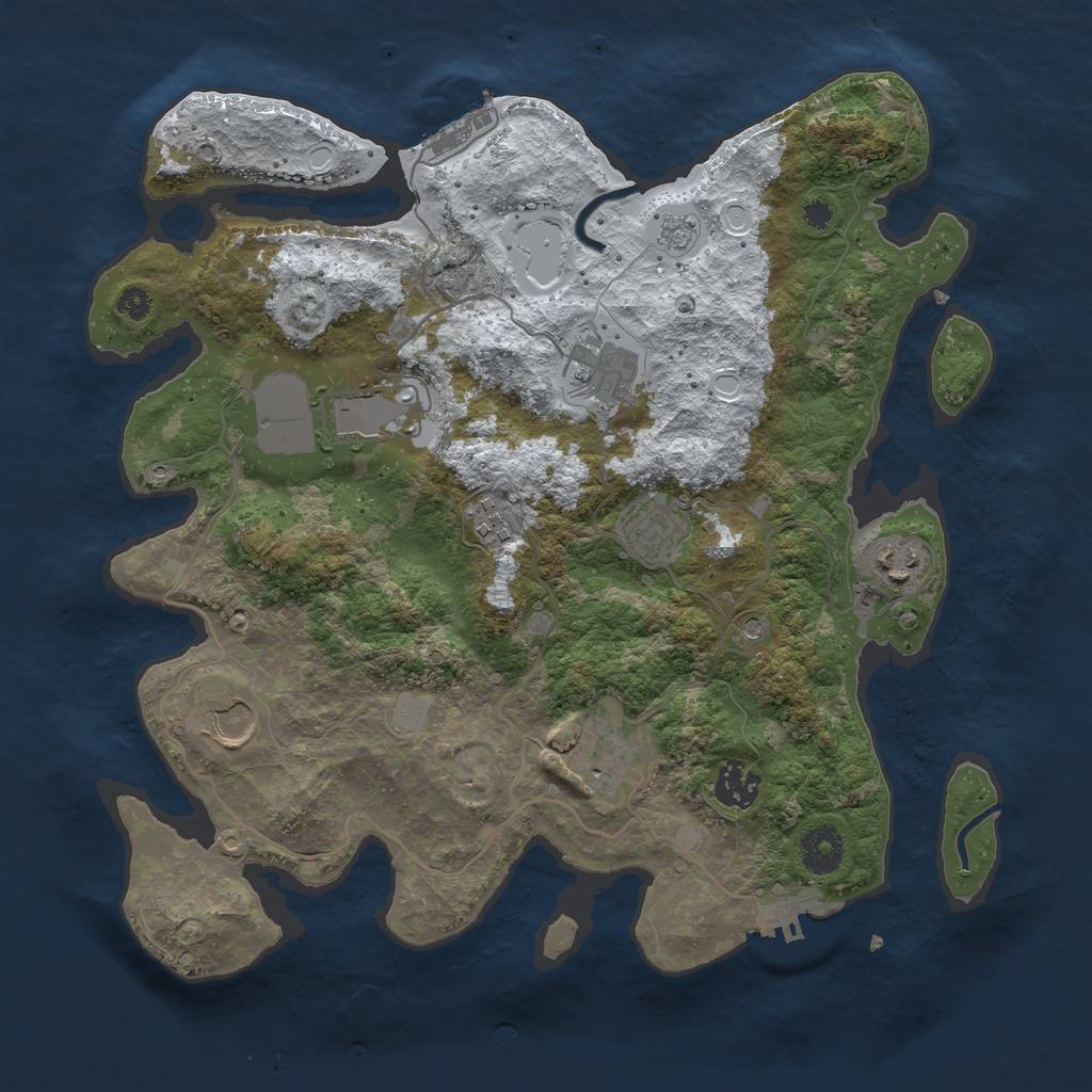 Rust Map: Procedural Map, Size: 3510, Seed: 888931, 17 Monuments
