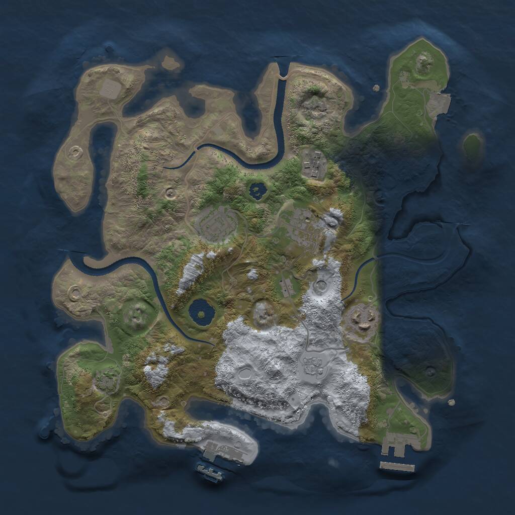 Rust Map: Procedural Map, Size: 3000, Seed: 998267, 10 Monuments
