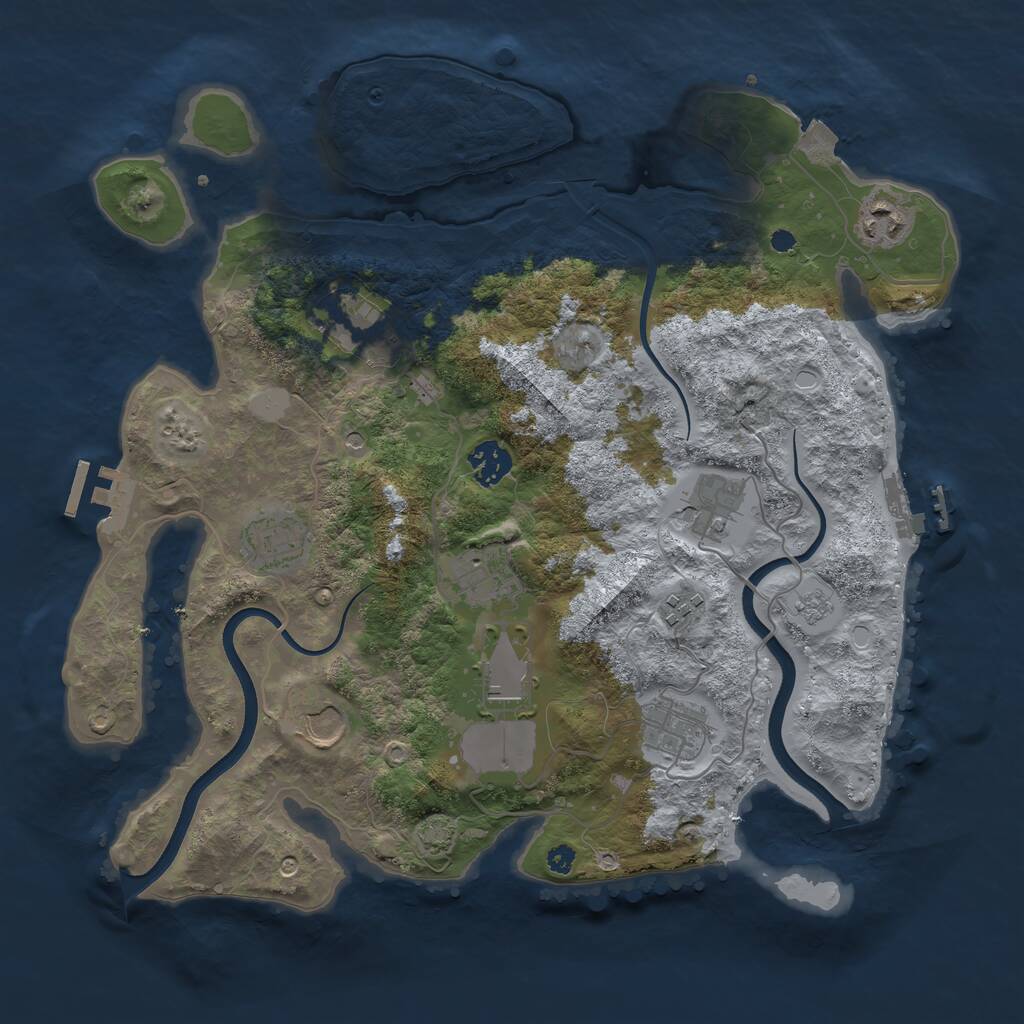 Rust Map: Procedural Map, Size: 3600, Seed: 20802, 16 Monuments