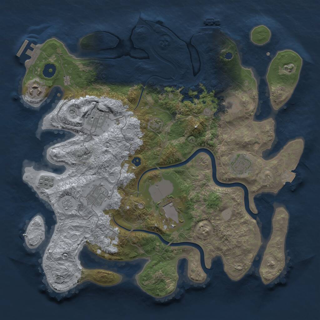 Rust Map: Procedural Map, Size: 3510, Seed: 2237025, 13 Monuments