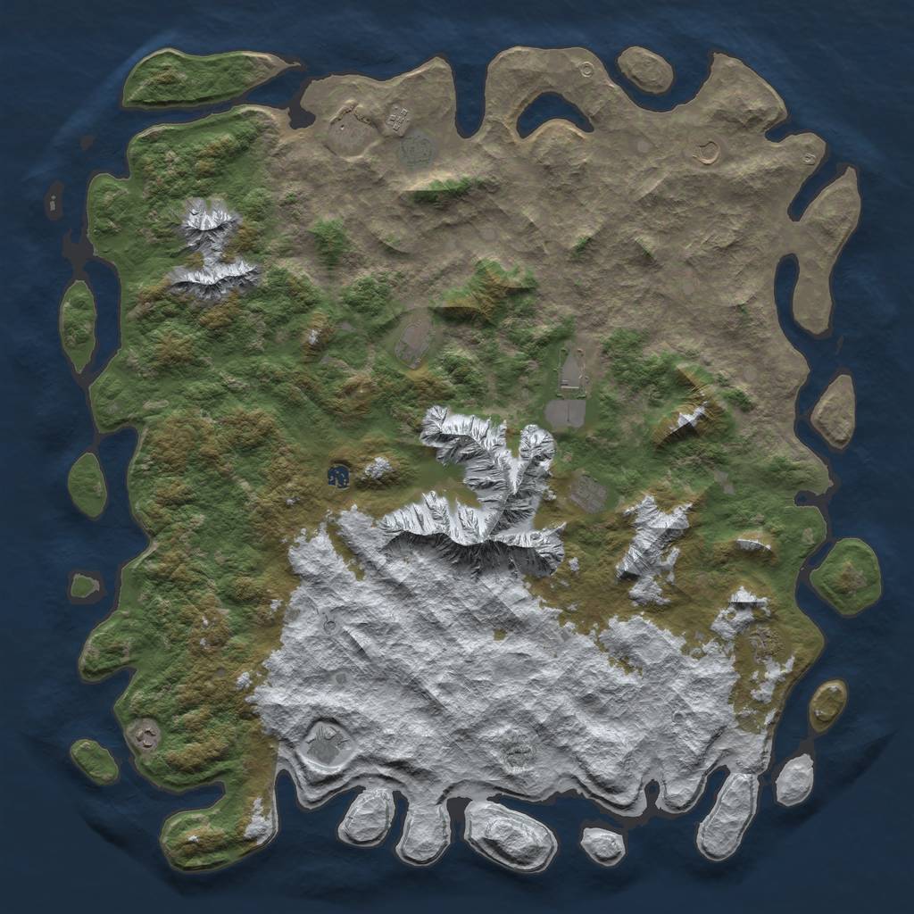 Rust Map: Barren, Size: 6000, Seed: 572252, 14 Monuments