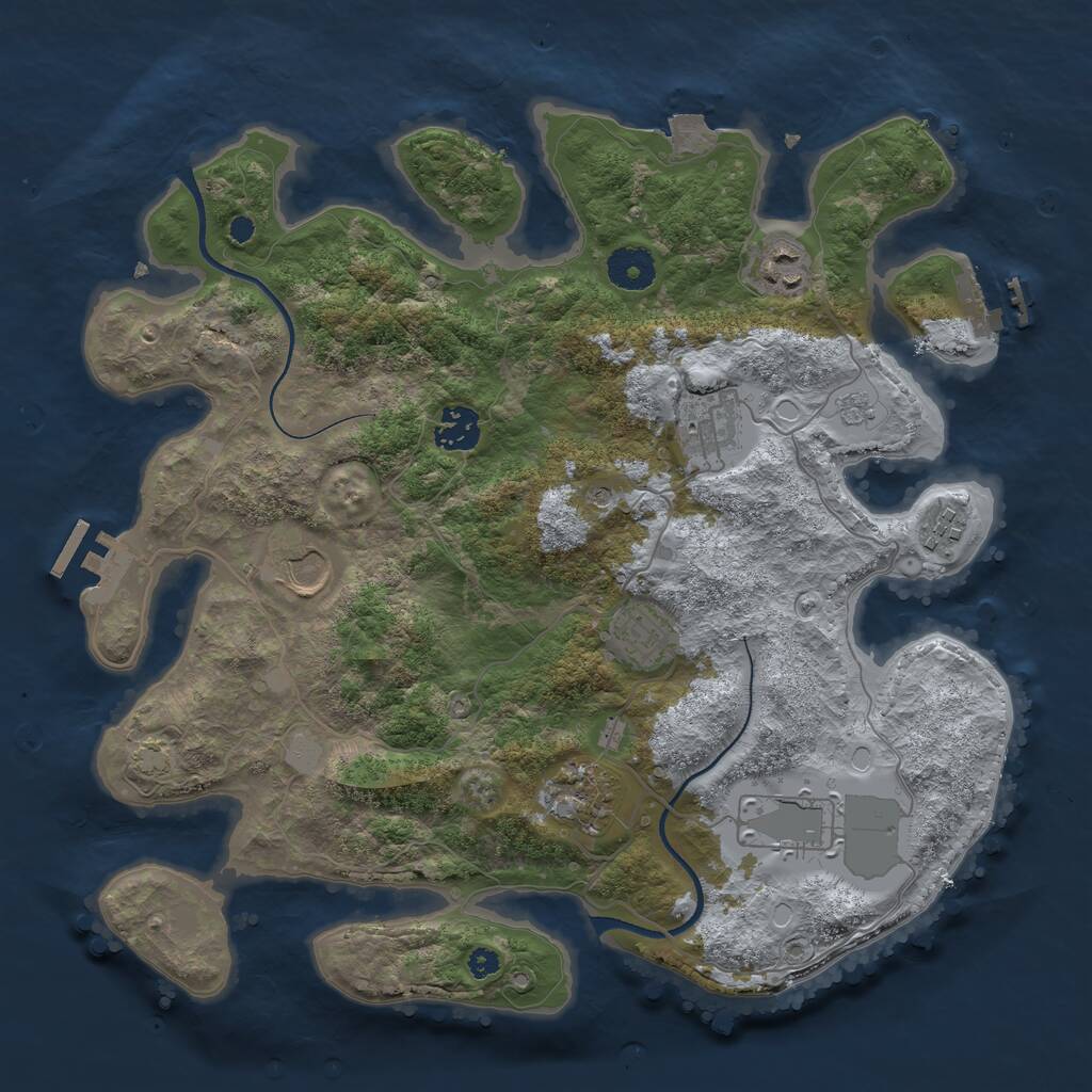 Rust Map: Procedural Map, Size: 3550, Seed: 895624, 14 Monuments